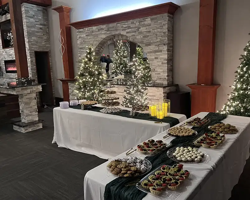 Paul's Paradise - reception hall decorated for corporate event, holiday party - Pleasant Plains, IL
