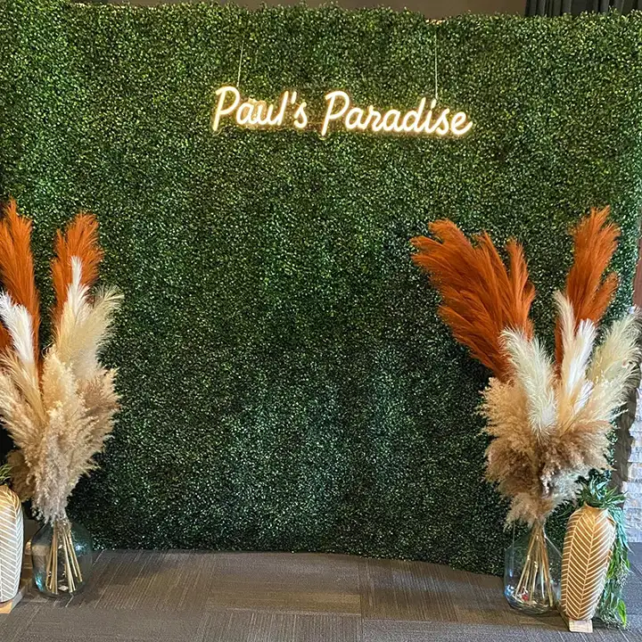 Paul's Paradise - photo booth set up, foliage backdrop - Pleasant Plains, IL