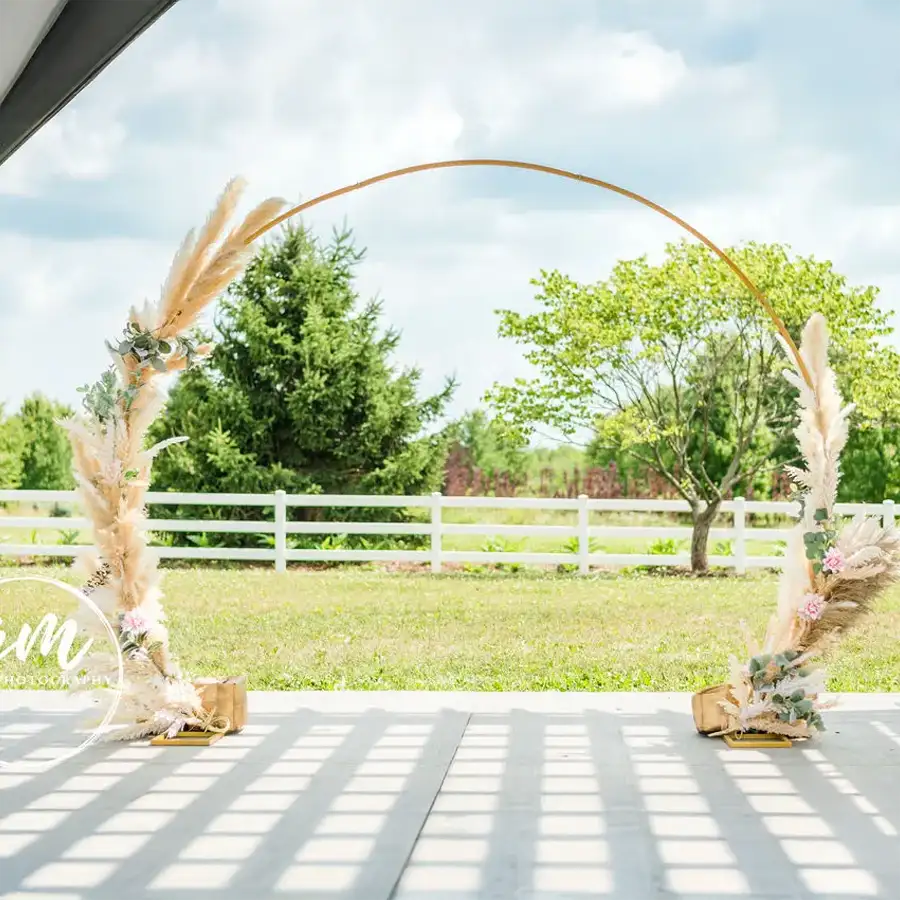 Paul's Paradise Gallery - exterior space, Outdoor Stage, with View of Fenced Yard - Pleasant Plains, IL